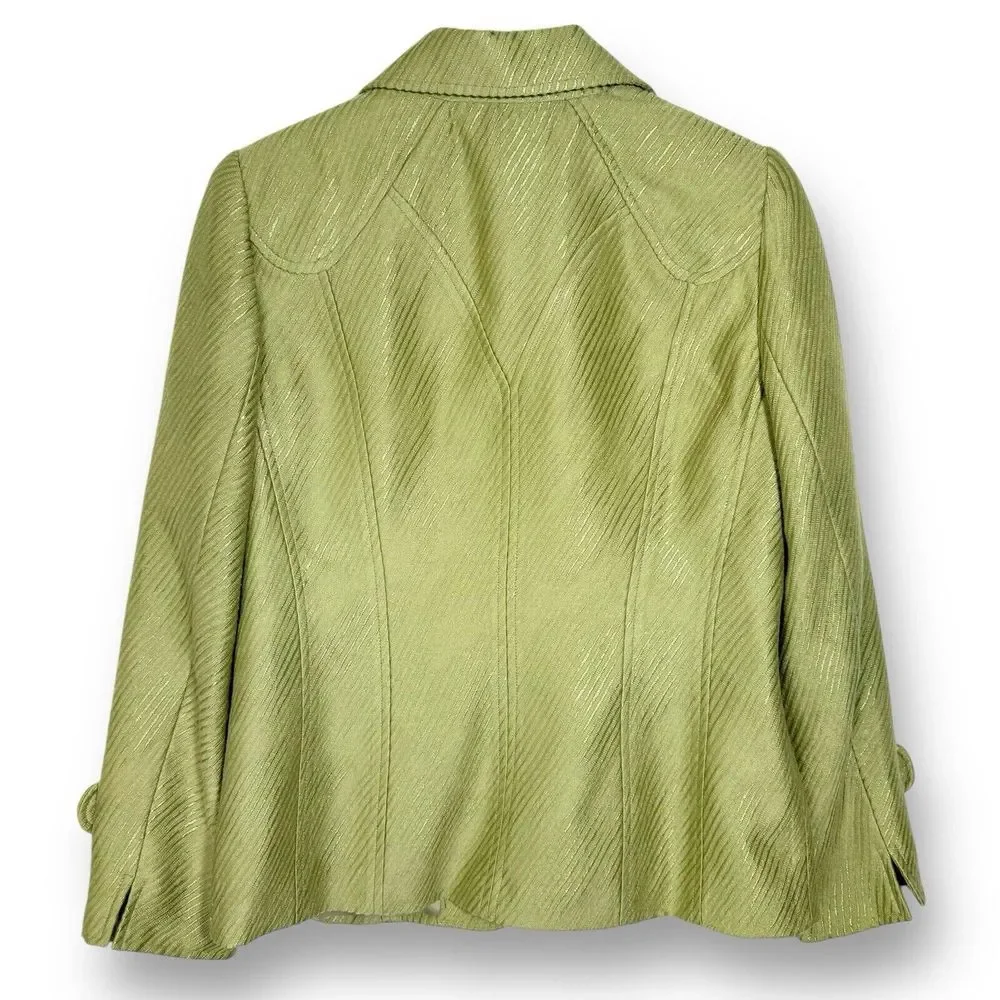 Vintage Juliana Collezione Wool‎ Jacket 6 Retro Green Velvet Iridescent Lining